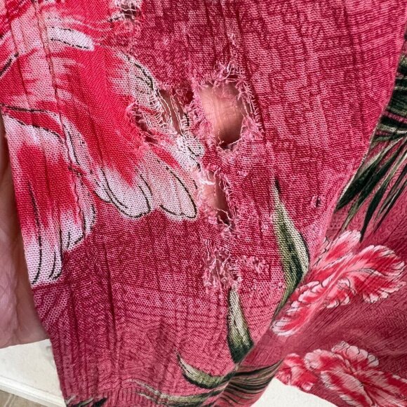 Vintage Bishop St Apparel Hawaiian Print Pink Floral Sleeveless Shift Dress Sz L - Picture 4 of 7